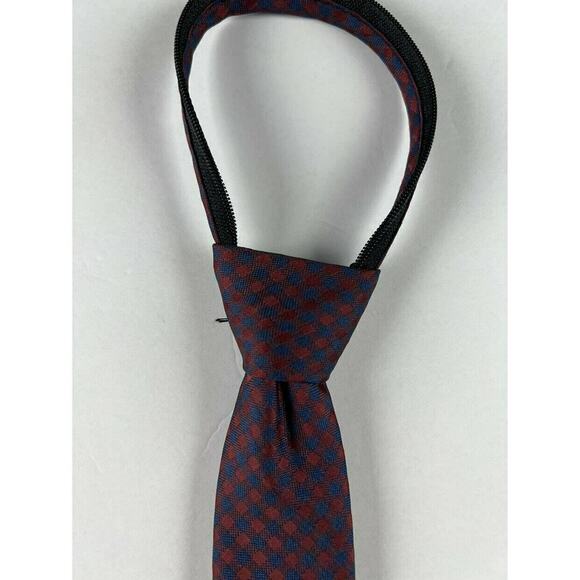 Cat & Jack Maroon Navy Check Adjustable Tie S/M - Picture 10 of 10